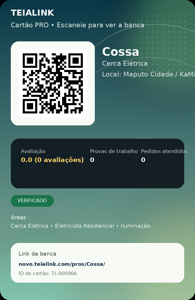 Cartão verso de Cossa