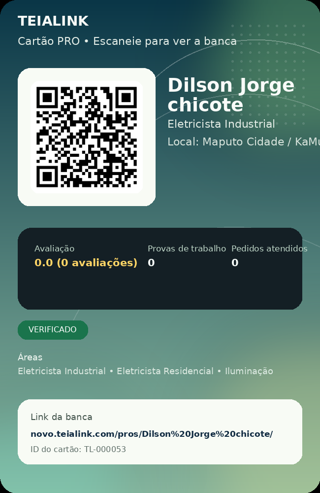 Cartão verso de Dilson Jorge chicote