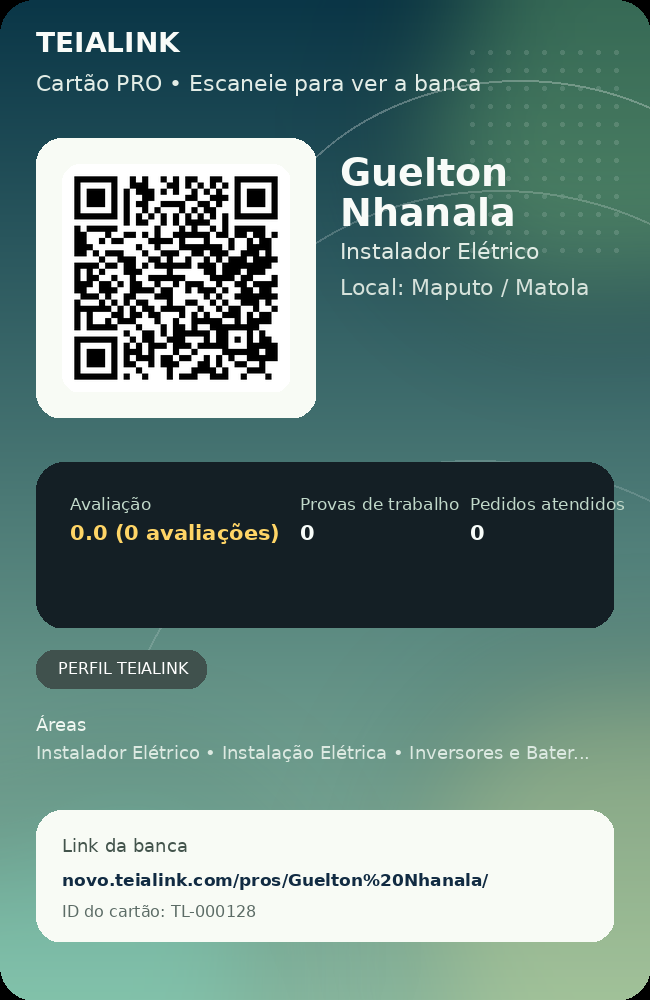 Cartão verso de Guelton Nhanala