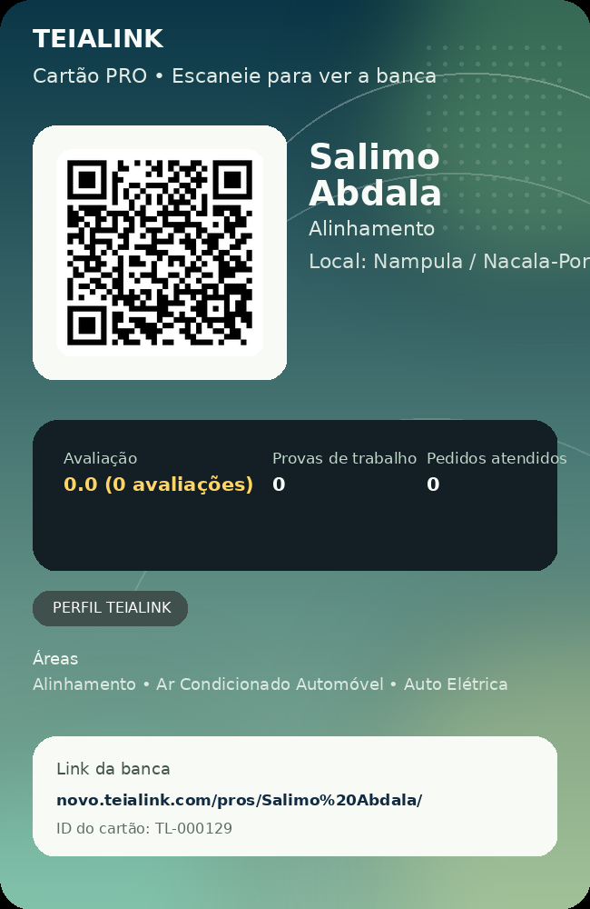 Cartão verso de Salimo Abdala